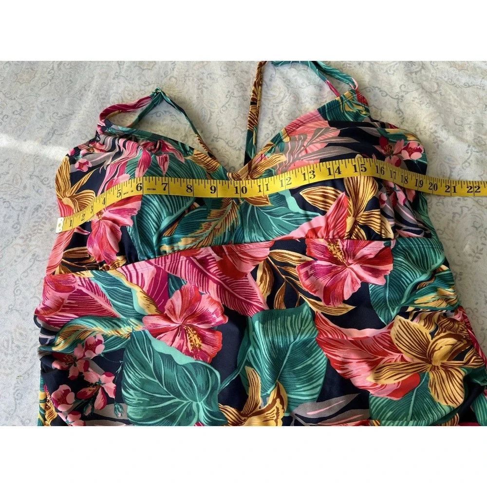 kona sol, Women's, swimsuit‎ Size 24W Floral Hawaiian Print Adjustable Strap